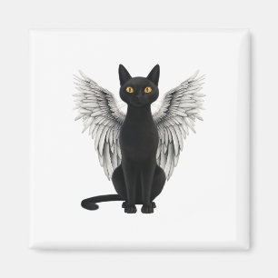 Black Cat Angel Wings  Magnet
