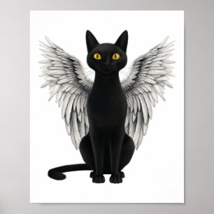 Black Cat Angel Wings  Poster