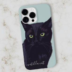 Black Cat Animal Art Personalized Name Case-Mate iPhone 14 Pro Max Case