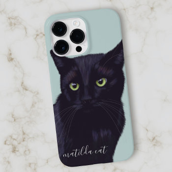 Black Cat Animal Art Personalized Name Case-mate Iphone 14 Pro Max Case by blackcatlove at Zazzle