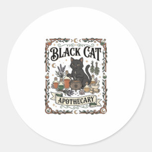 Black Cat Apothecary Cat Witchy Mystic Apothecary  Classic Round Sticker