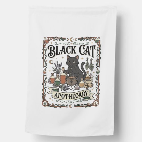 Black Cat Apothecary Cat Witchy Mystic Apothecary  House Flag