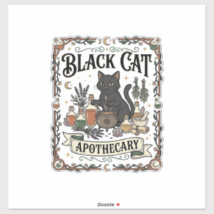 Black Cat Apothecary Cat Witchy Mystic Apothecary  Sticker