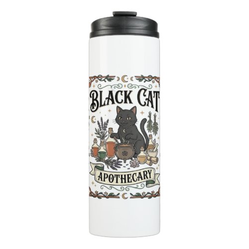 Black Cat Apothecary Cat Witchy Mystic Apothecary  Thermal Tumbler