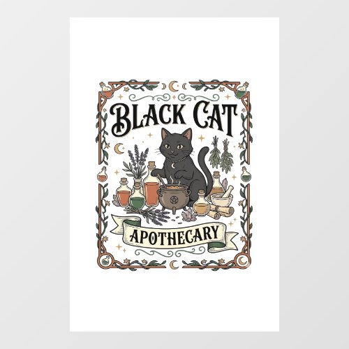 Black Cat Apothecary Cat Witchy Mystic Apothecary  Window Cling
