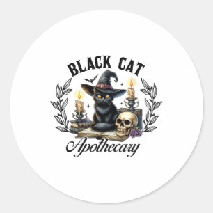 Black Cat Apothecary Funny Halloween Witchy Women  Classic Round Sticker