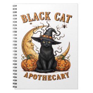 Black Cat Apothecary – Halloween Witchy Moon & Pum Notebook