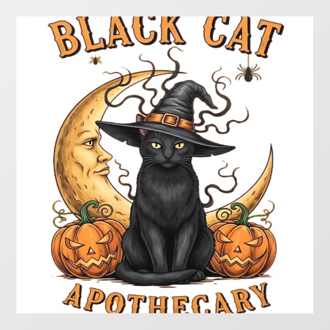 Black Cat Apothecary � Halloween Witchy Moon & Pum Wall Decal (Front)
