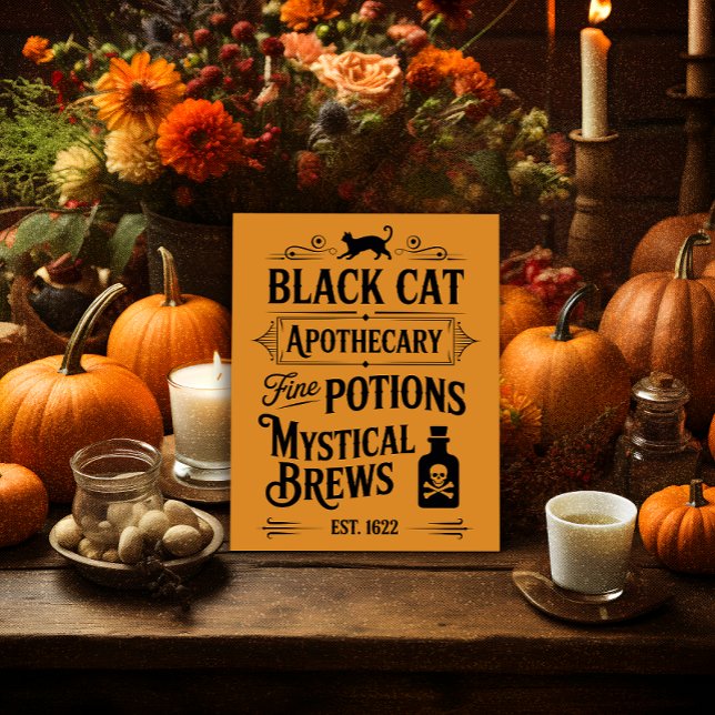 Black Cat Apothecary Vintage Orange Poster (Creator Uploaded)