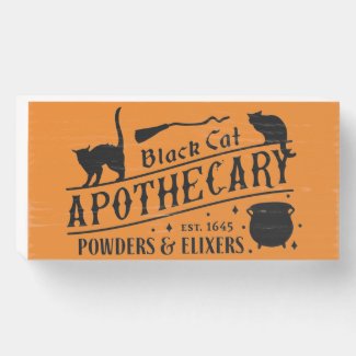 Black Cat Apothecary Wooden Box Sign