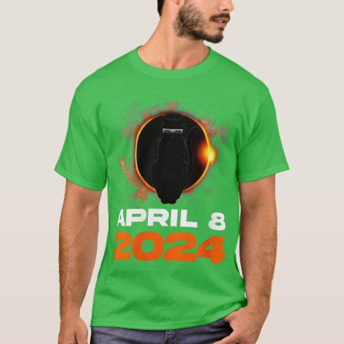 Black Cat April 8th 2024 Total Solar Eclipse Astro T_Shirt