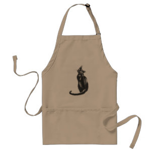 Black Cat apron. Lucky baking, gardening, crafts! Adult Apron