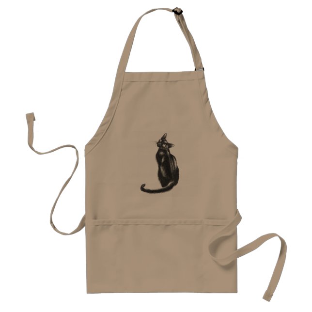Black Cat apron. Lucky baking, gardening, crafts! Adult Apron (Front)