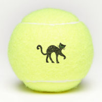 Black Cat Arched Back Bright Green Eyes Tennis Balls