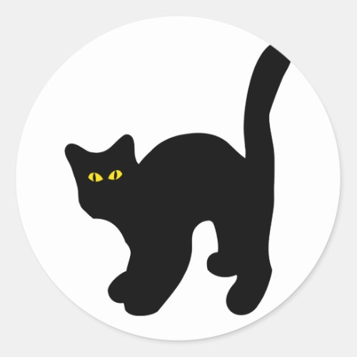 black cat arched back classic round sticker