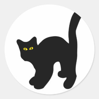 black cat arched back classic round sticker