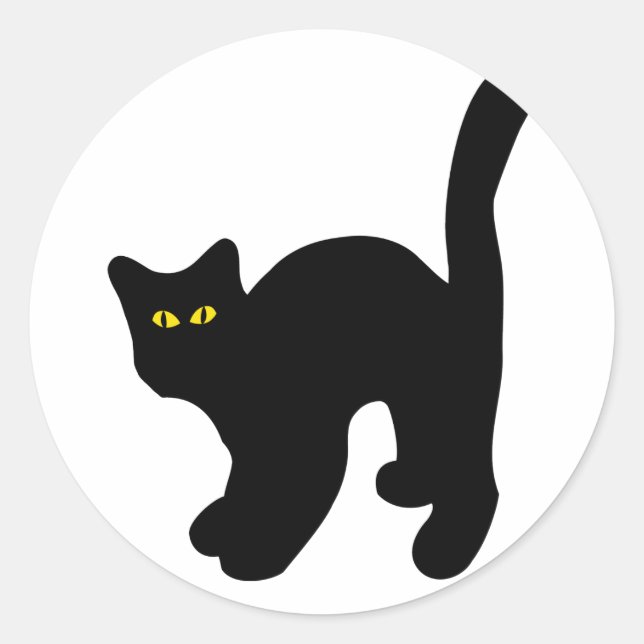 black cat arched back classic round sticker (Front)