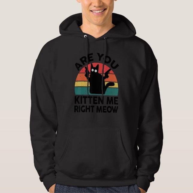 Black Cat Are You Kitten Me Right Meow Kitten Hoodie (Front)