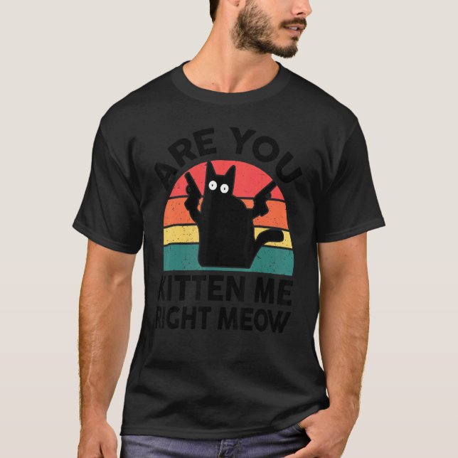 Black Cat Are You Kitten Me Right Meow Kitten T-Shirt (Front)