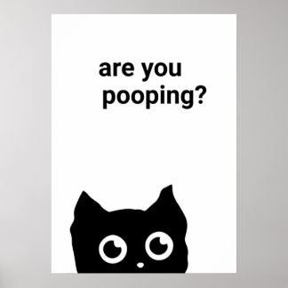 BLACK CAT ARE YOU POOPING POSTER