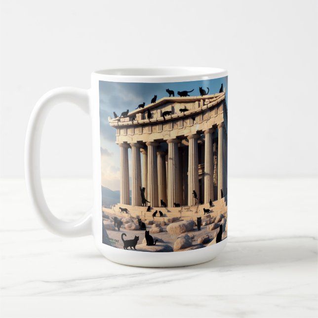 Black Cat Army At The Parthenon Coffee Mug (Left)