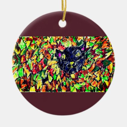 black cat art 2 ceramic ornament