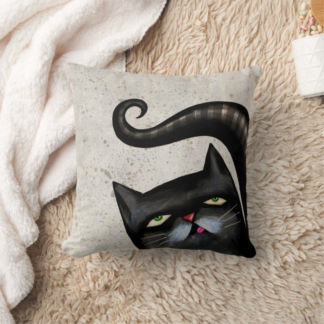 BLACK CAT ART COOL THROW PILLOW (Blanket)
