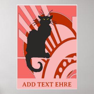 Black Cat Art Deco Poster