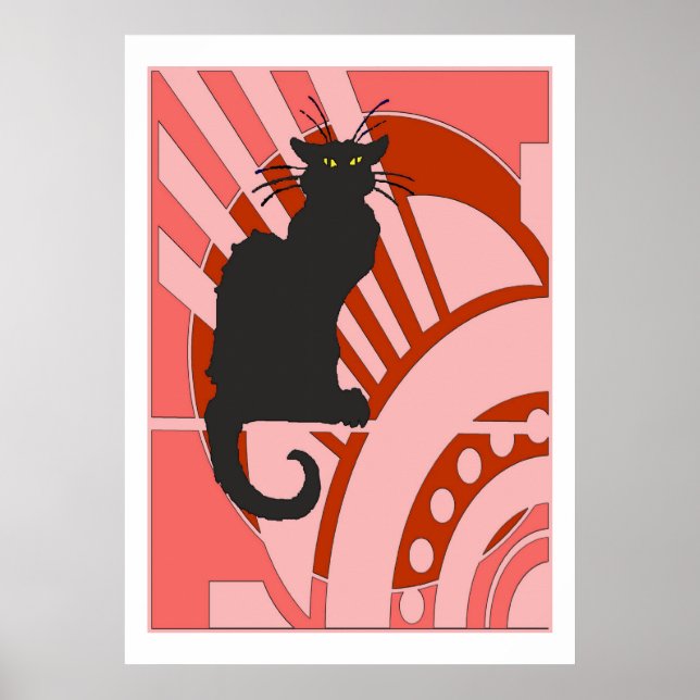 Black Cat Art Deco Poster (Front)