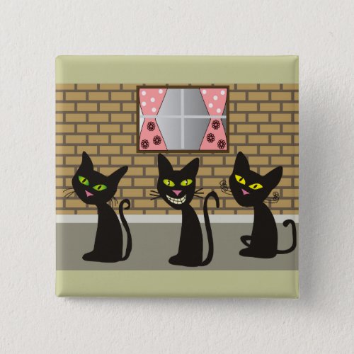 Black Cat Art Gifts We Three Amigos Button