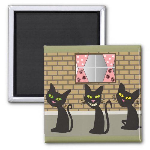 Black Cat Art Gifts We Three Amigos Magnet