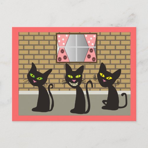 Black Cat Art Gifts We Three Amigos Postcard