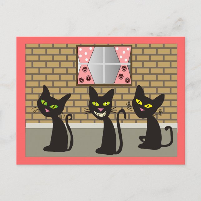 Black Cat Art Gifts "We Three Amigos" Postcard (Front)