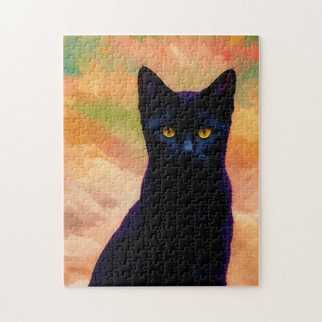 Black Cat Art Kitty Puzzle (Vertical)