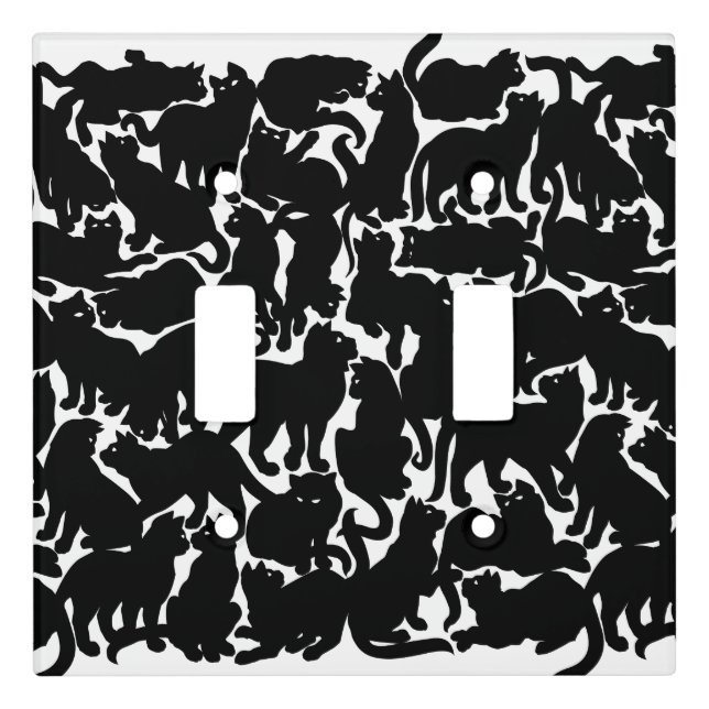 Black Cat Art Light Switch Cover Cat Lover Decor (Front)