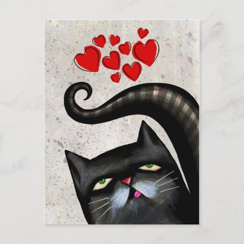 BLACK CAT ART LOVE POSTCARDS