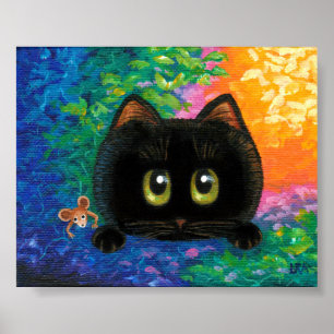 Black Cat Art Mouse Creationarts Poster