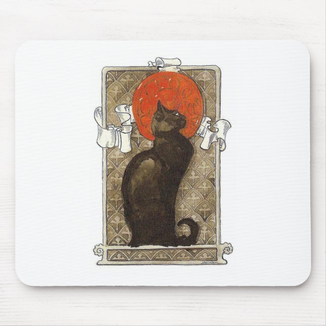 Black Cat - Art Nouveau - Theophile Steinlen Mouse Pad (Front)