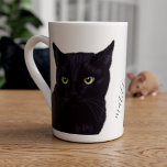 Black Cat Art Personalized Pet Name Bone China Mug at Zazzle