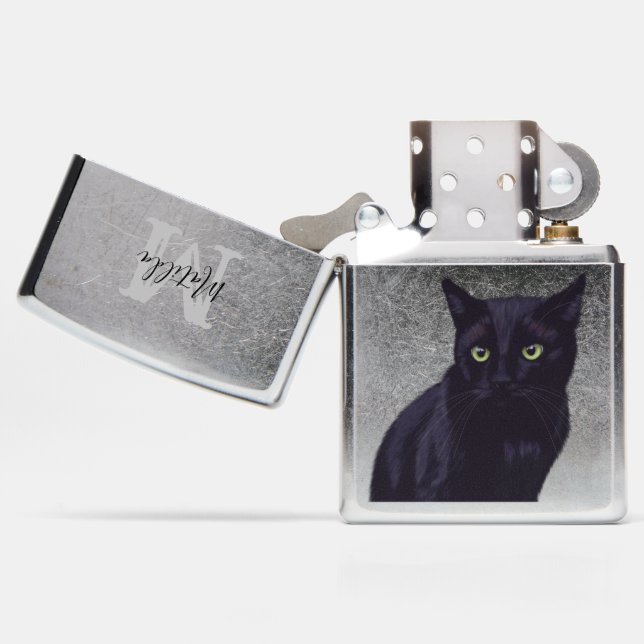 Black Cat Art Personalized Zippo Lighter | Zazzle