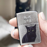 Black Cat Art Personalized Zippo Lighter at Zazzle