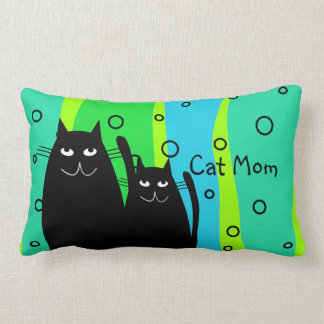 Black Cat Art Pillow "Cat Mom"