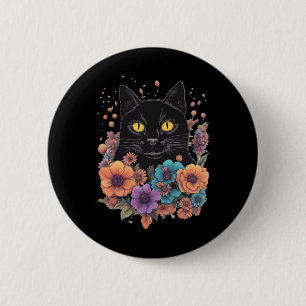 Black Cat Art Sticker1 Button