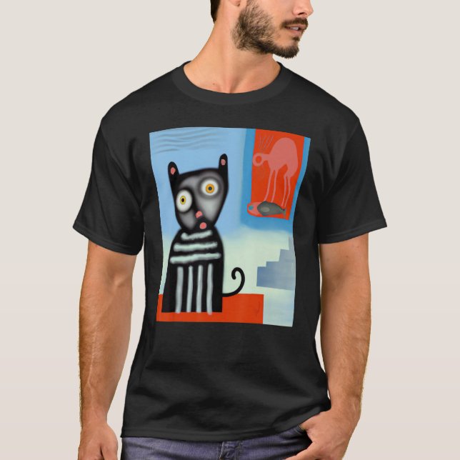 black cat artwork cat portrait cute kitten   cat T-Shirt (Front)