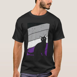 Black Cat Asexual Pride Kitten  Lgbt Q Proud Ally  T-Shirt