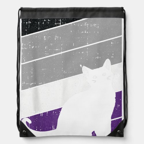 Black Cat Asexual Pride Kitten Lover LGBT_Q Proud  Drawstring Bag