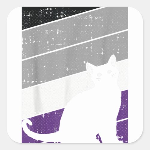 Black Cat Asexual Pride Kitten Lover LGBT_Q Proud  Square Sticker