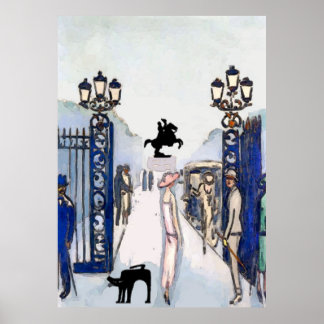 Black Cat at Square Poster