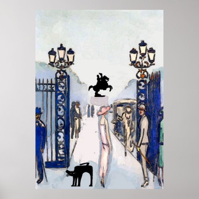 Black Cat at Square Poster (Front)