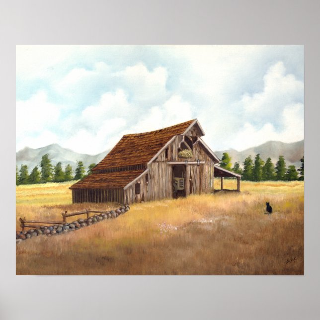 Black Cat at the Country Barn Poster (Front)